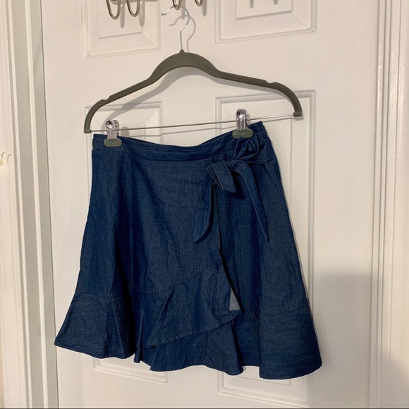 BCBGeneration faux wrap demon/chambray skirt - Picture 3 of 6